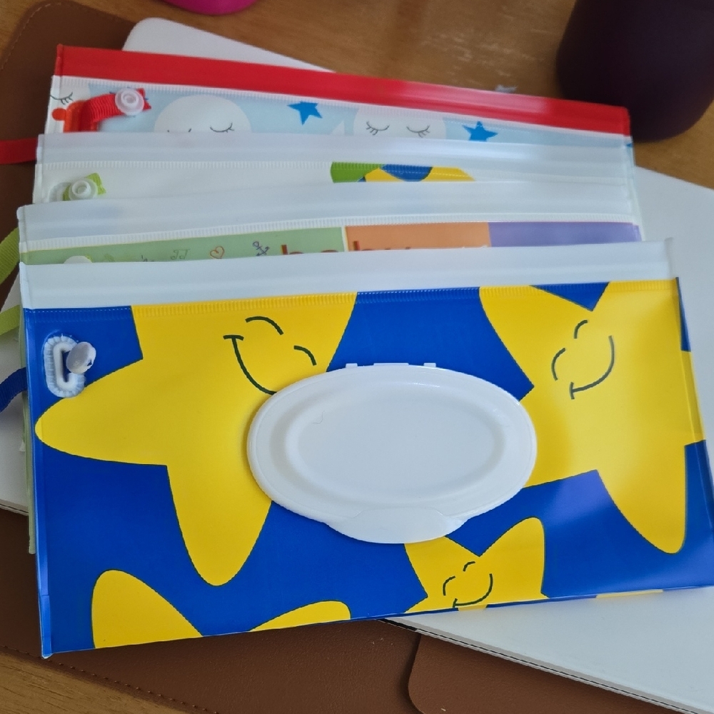 Smiling Star Waterproof Wipes Pouch - Blue & Yellow